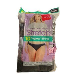 Hanes Stretch Cotton Bikini Underwear 10-Pack SIZE 9/2XL (4141)